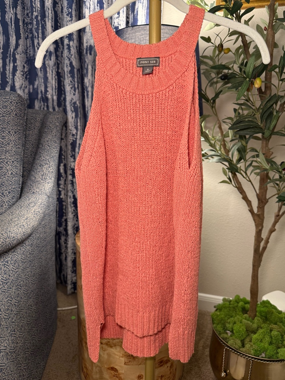 Point Sur Coral Off-the-Shoulder Knit Sweater